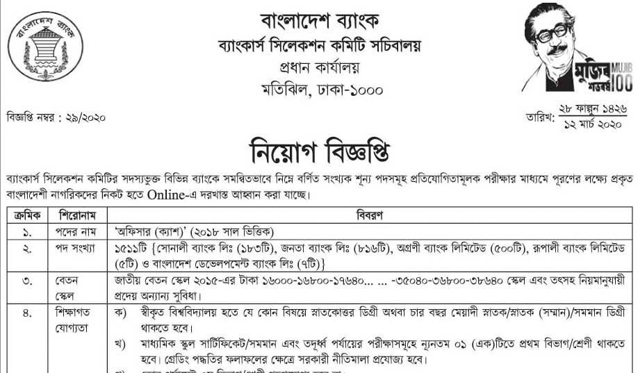 Bangladesh Bank New Job 2020