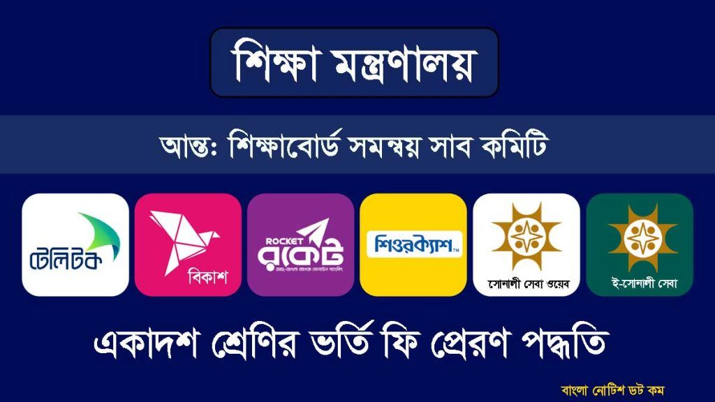 একাদশ শ্রেণি ভর্তি ফি প্রেরণ পদ্ধতি