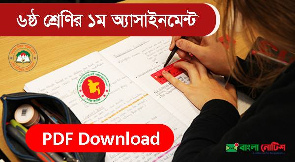 ৬ষ্ঠ শ্রেণির ১ম অ্যাসাইনমেন্ট (নির্ধারিত কাজ) - মূল্যায়ন নির্দেশিকাসহ