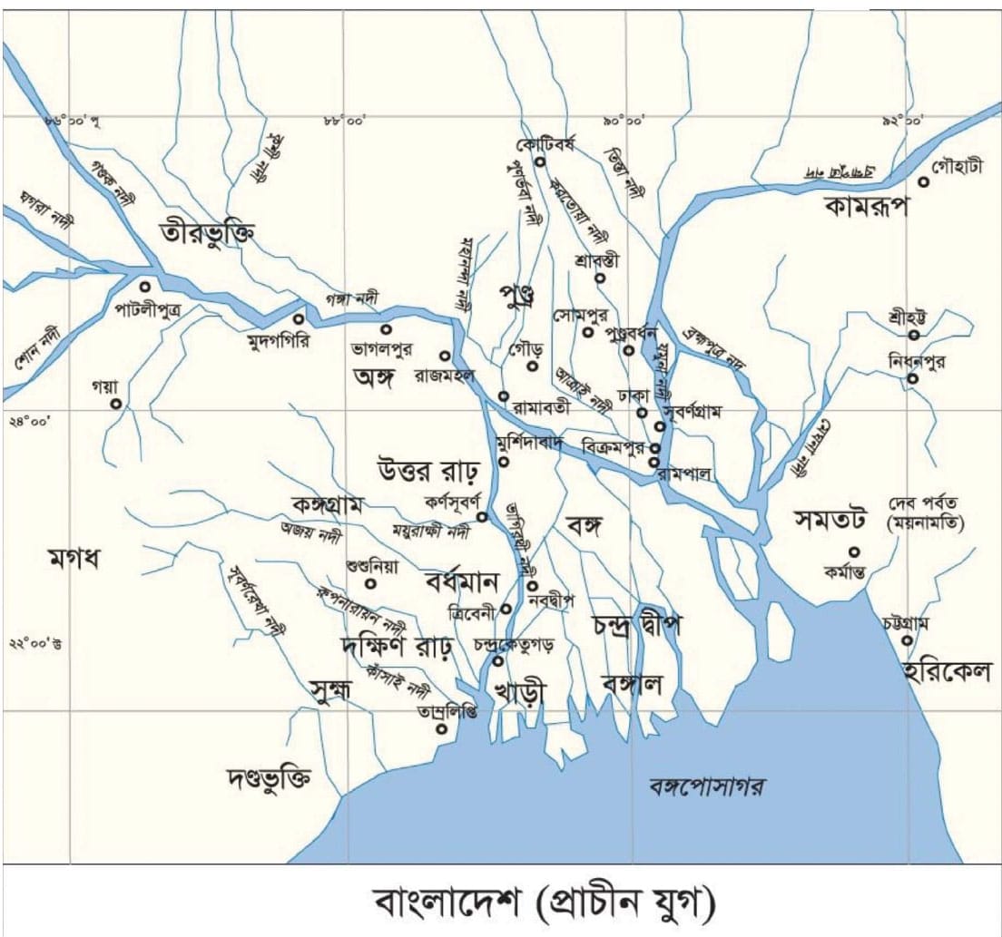 প্রাচীন বাংলার মানচিত্রে জনপদসমূহ চিহ্নিত করে সেখানকার ভৌগলিক অবস্থার প্রেক্ষিতে জনপদ গড়ে উঠার কারণ সম্পর্কে একটি প্রতিবেদন